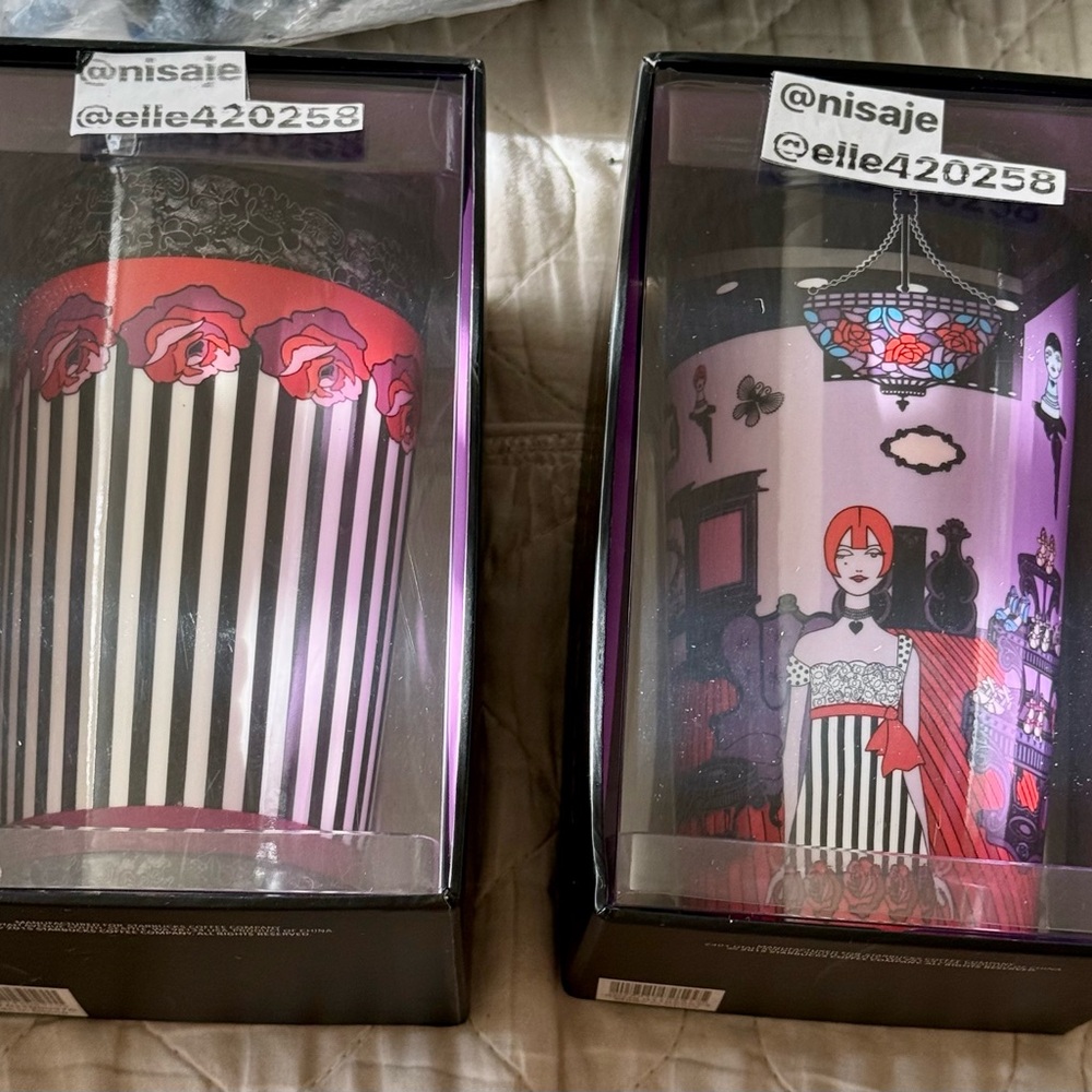 ***TWO*** Starbucks Anna Sui Double Wall Ceramic Cups